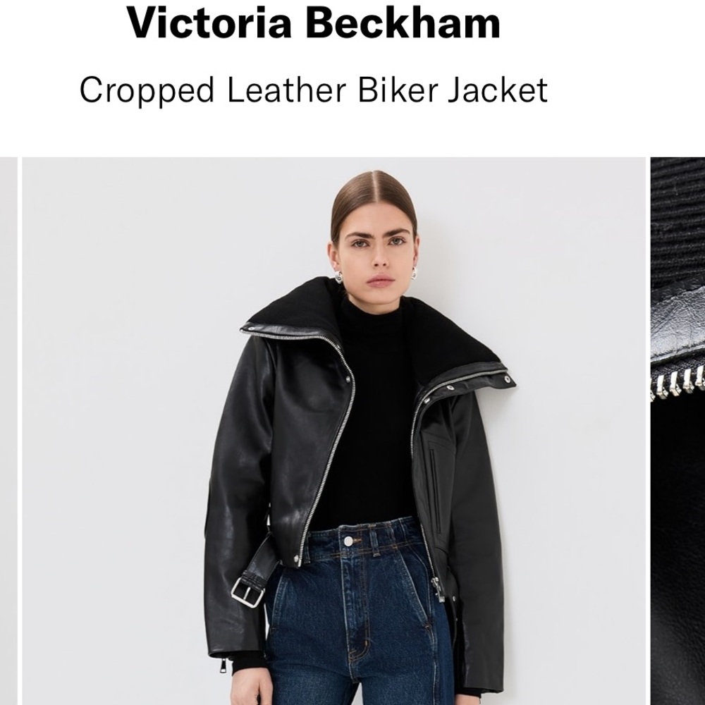 Victoria Beckham Black Leather Moto Jacket